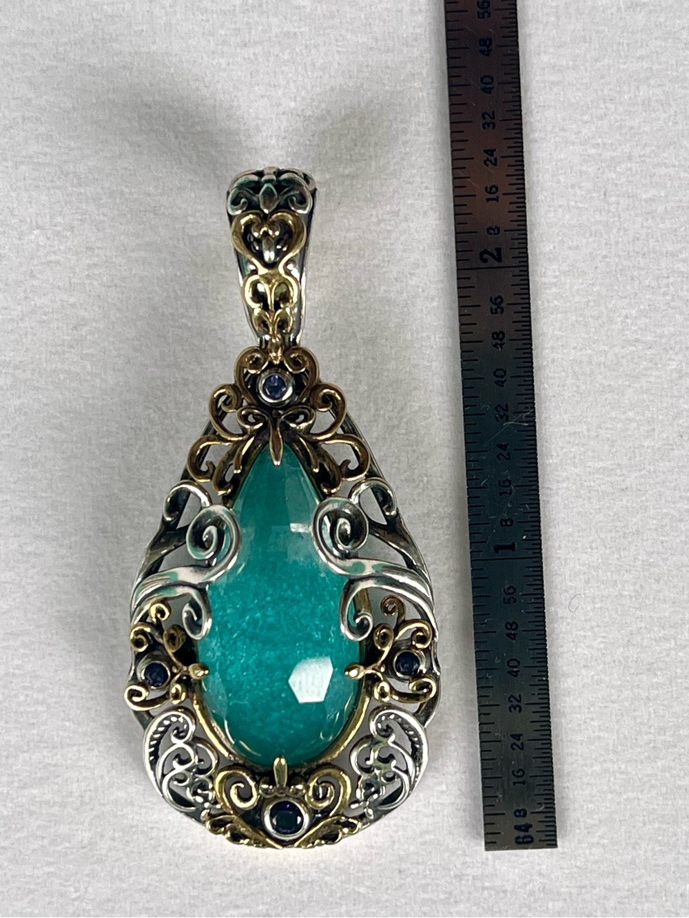 Carolyn Pollack Relios 925 Silver Brass blue quartzite amethyst pendant - Picture 4 of 13
